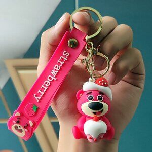 Strawberry Bear Cartoon Keychain